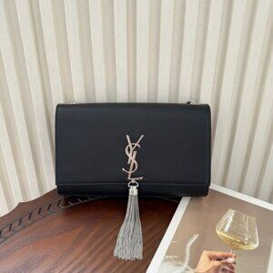 Authentic YSL Saint Laurent Grain de Poudre Kate Tassel Wallet on Chain Bag